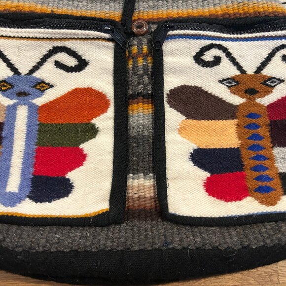 Boho ARTESANIAS Multi-Color Fully Lined Handwoven Wool Backpack Ecuador - Picture 5 of 11